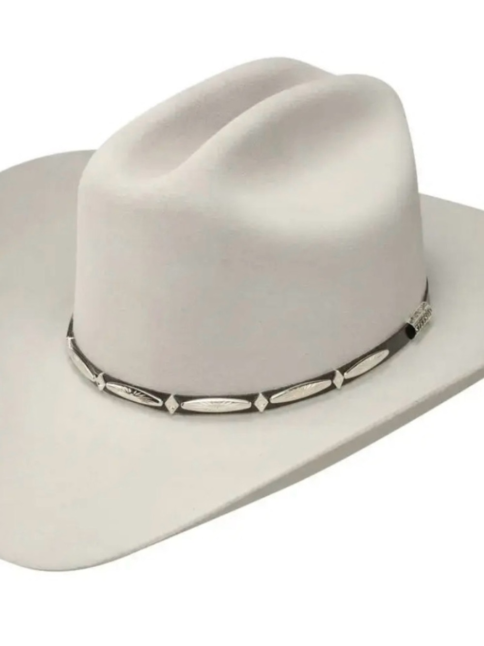 STETSON Men's Ivory Western Felt Cowboy Hat with Silver Concho Band